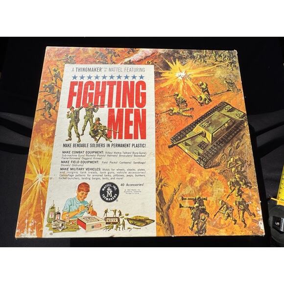 1965 Mattel Thingmaker Fighting Men Toy Plastic Soldier Mold Kit & Original Box